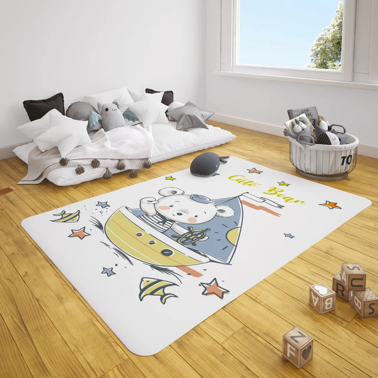 

Симпатичный корабль над медведем морской узор детский игровой коврик круглый прямоугольный детский коврик Ползунки для новорожденных padi Д...