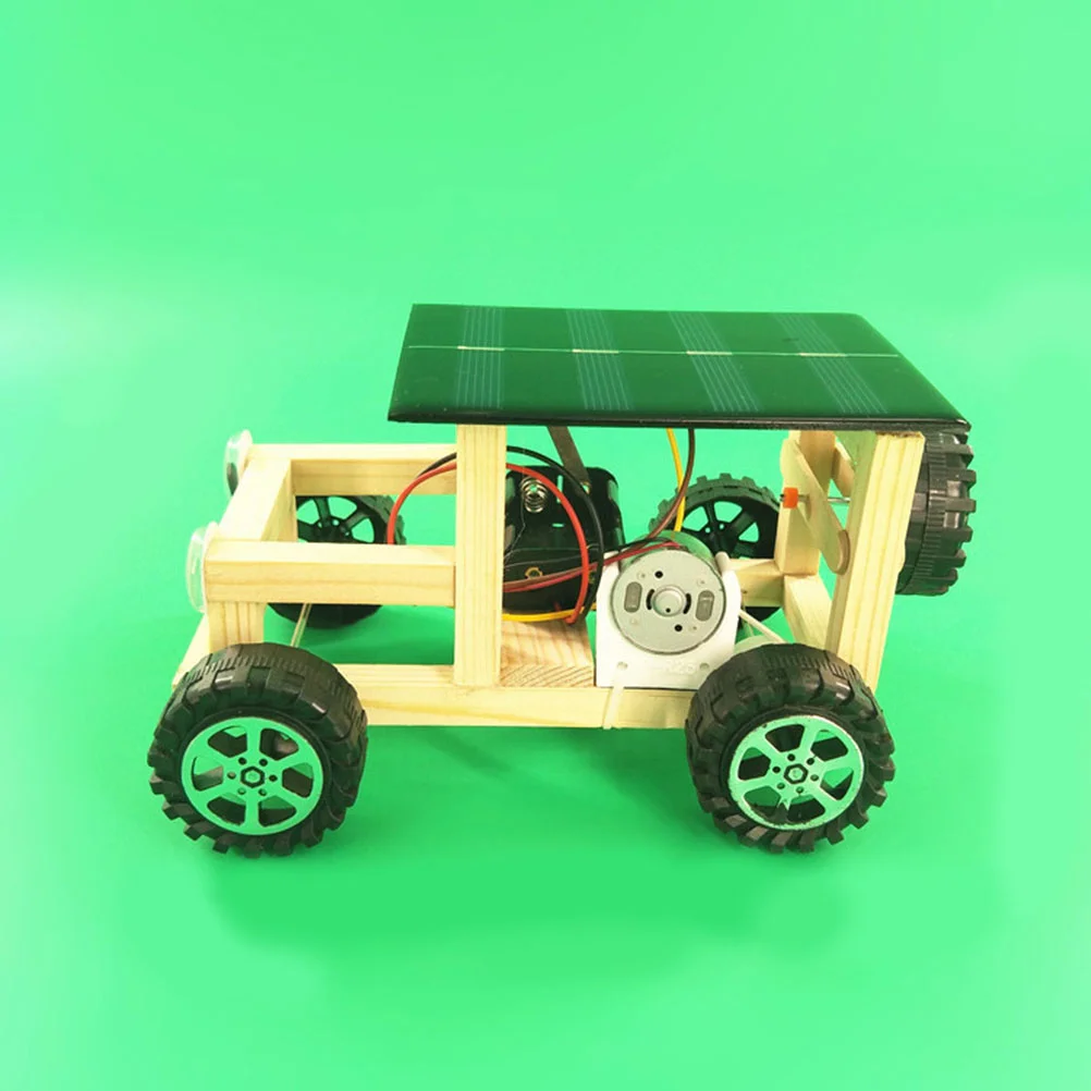 

DIY Wooden Assembly Solar Powered Car Model Kit Kids Funny Handmade Technology Scientific Educational Toys (Random Color)