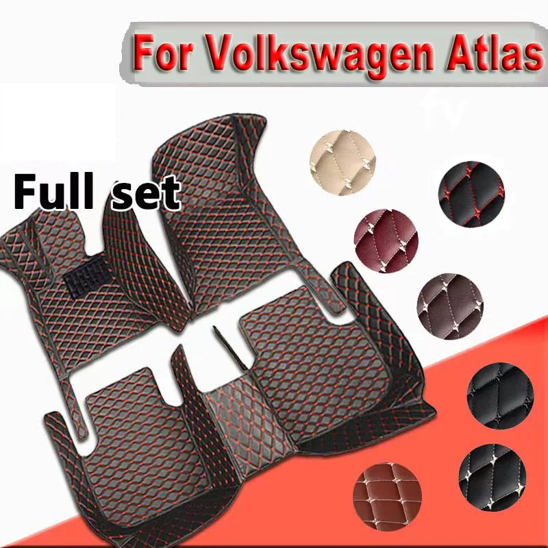 

Car Mats For Volkswagen VW Atlas Teramont CA1 2017~2022 Auto Interior Parts Floor Rug Carpet Luxury Leather Mat Car Accessories