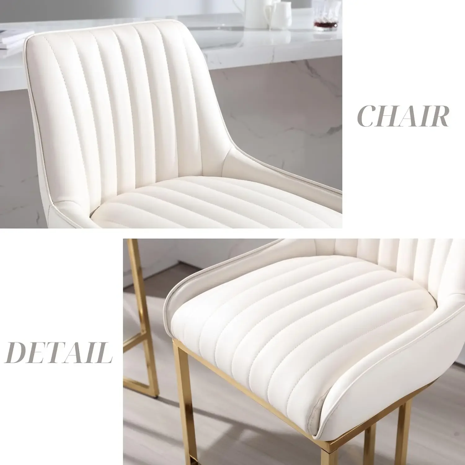 Кожаные табуреты со золотыми ножками 26-дюймовые современные барные стулья