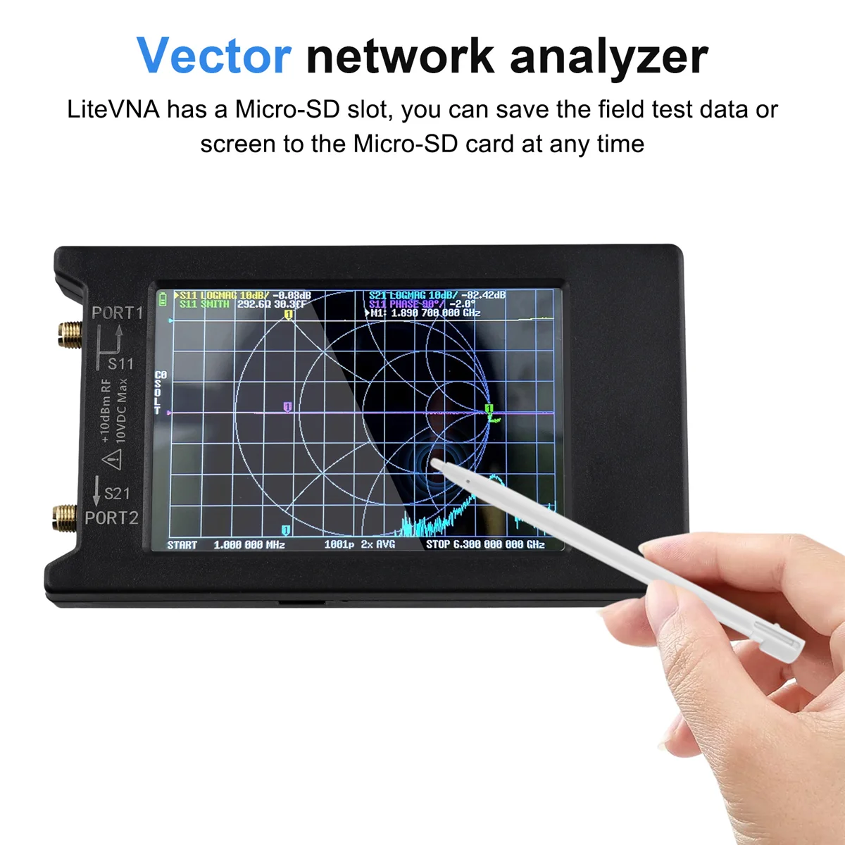 New LiteVNA-64 50KHz-6.3GHz LiteVNA 4Inch Touch Screen Vector Network Analyzer HF UHF Antenna Update of