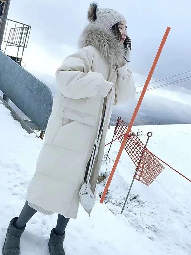 AOSSVIAO 2022 Women Double Sided Down Long Jacket Winter Turtleneck Coat Warm Parkas Snow Outwear Oversized Long Winter Jacket