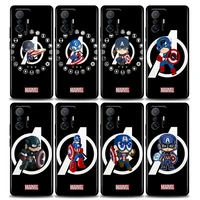 marvel cute captain america phone case for xiaomi mi 12 12x 11t x4 nfc m3 f3 gt m4 pro lite ne 5g poco m3 m4 x4 soft tpu case