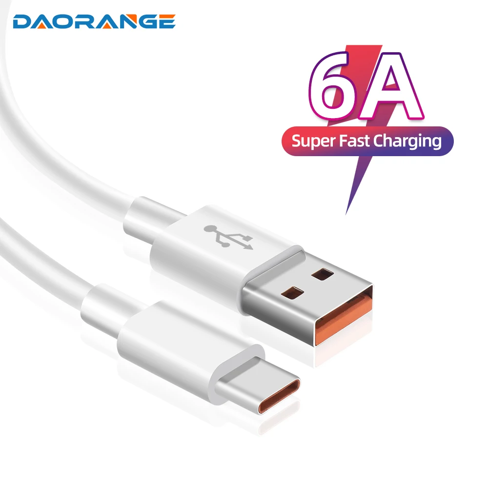 

6A USB Type-C Super Fast Charge Cable Data Line For Huawei P40 P30 Honor Quick Charging For Xiaomi Poco OPPO VIVO Oneplus Realme