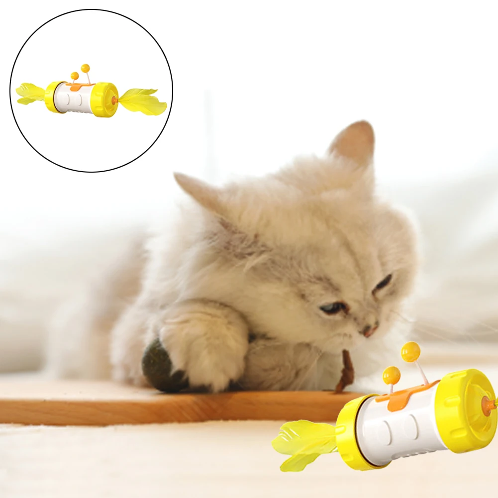 

Funny Cat Toy Funny Tumbler Balanced Wheel Rotatable Cat Toys With Feather Stick Ball Toy Pet Products Supplies Dropshipping