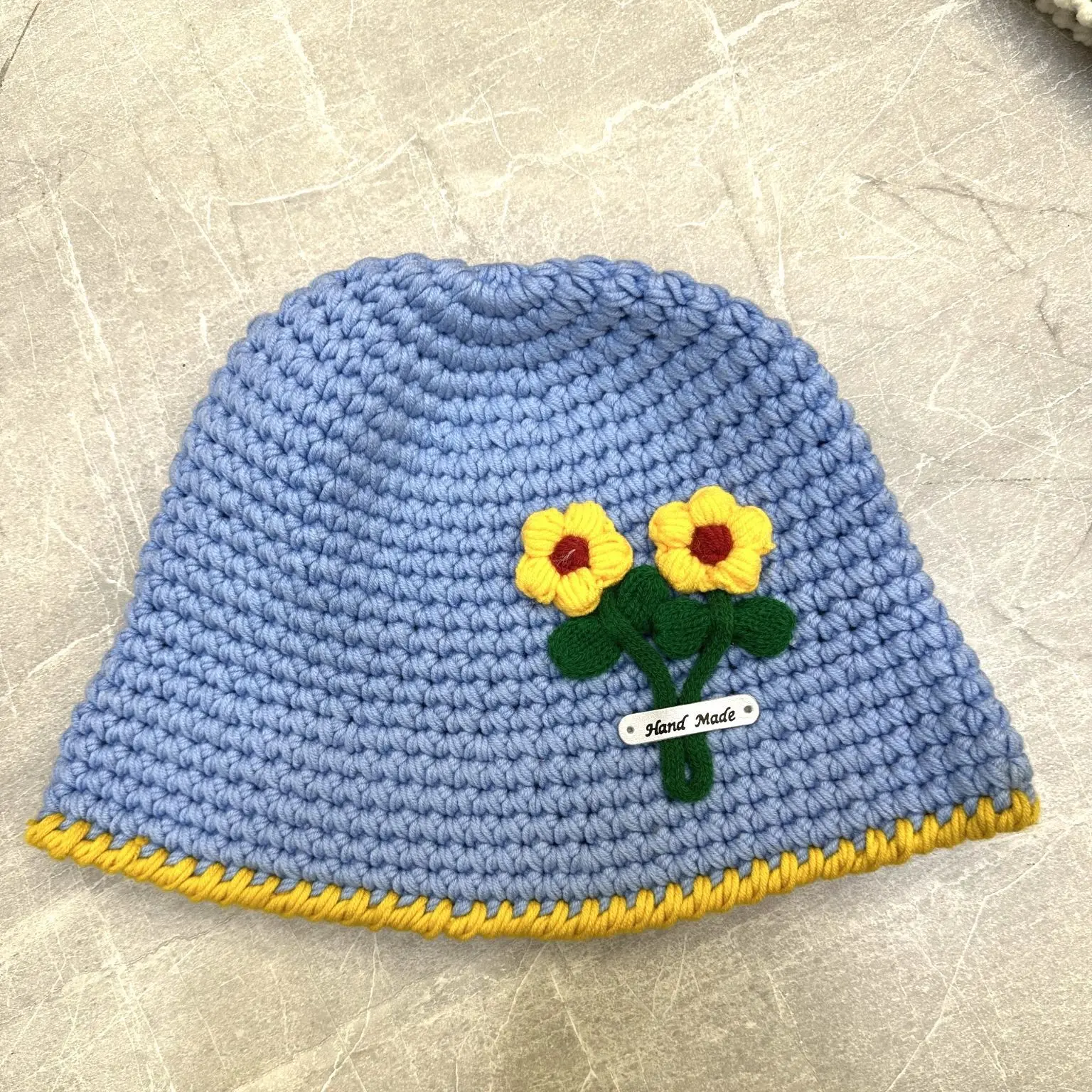 

Women's Summer Knitted Floral Flower Stereoscopic Sun Hats Fresh Female Sun Protection Bucket Hat