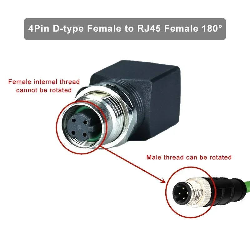 

Переходник с гнездом M12 к RJ45 M12, 4-контактный, 8-контактный, D/X/A-тип, гигабитный Ethernet, промышленная вилка, резьба rj45 к M12 90 ° 180 ° Разъем