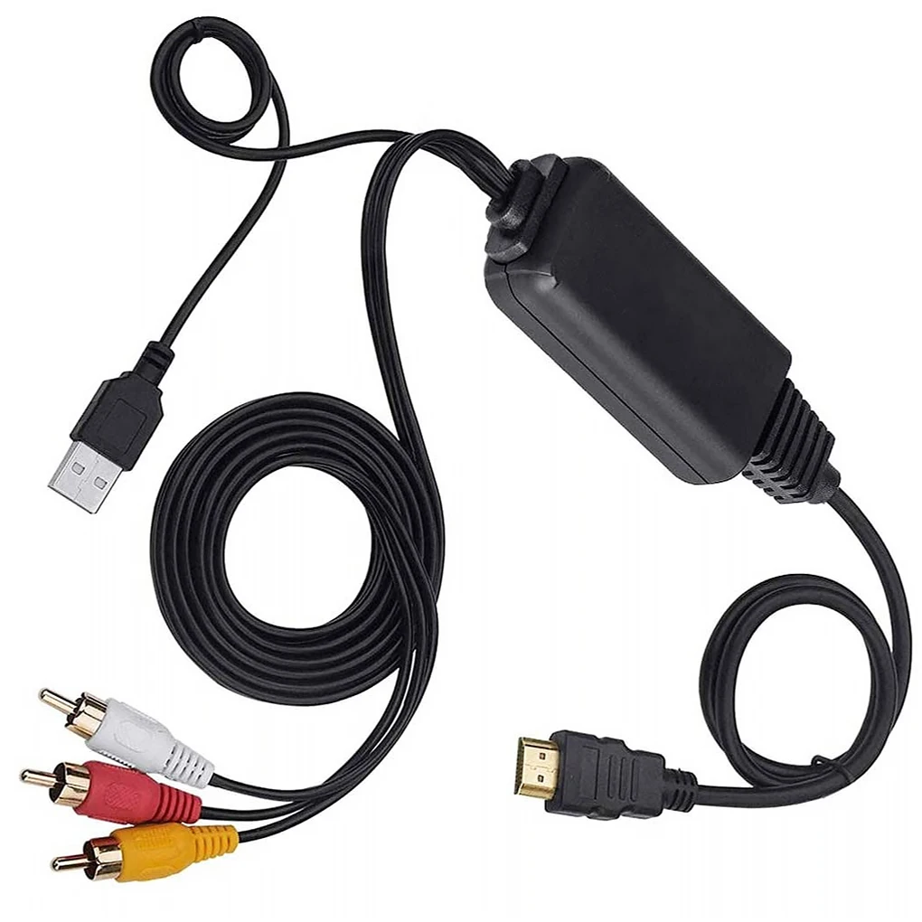 

HDMI-compatible Digital to AV Adapter Camera Game Console 1080P Fast Speed Cable Video Audio RCA Converter USB Powered 2m