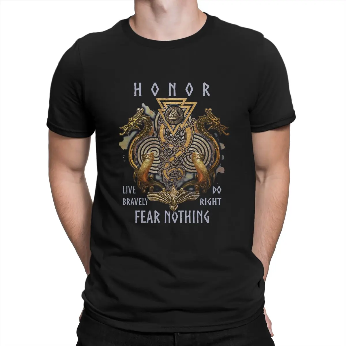 

Vintage Viking Honor Fear Nothing T-Shirts Men Round Neck Pure Cotton T Shirts Bodybuilding Pumping GYM