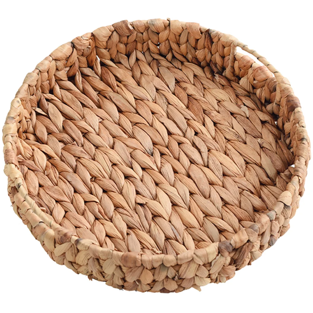 

Плетеный лоток, плоская корзина, фрукты, круглые, для хранения, клубника, искусственная вода, гиацинт