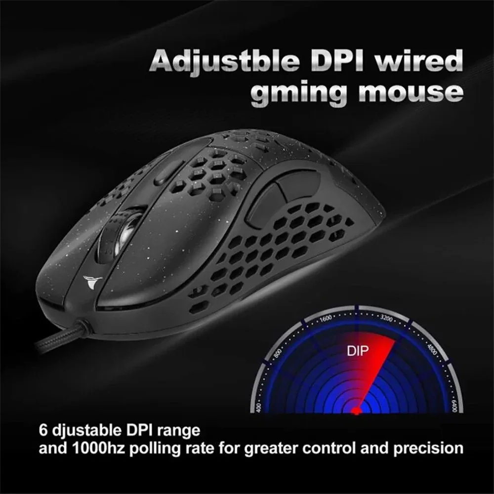 Фото Игровая мышь Darmoshark N1 Ultra Lightweight с проводным подключением, корпусом в виде сот и полым дизайном, высокоточная проводная мышь для геймеров FPS №4