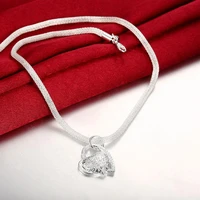 heart necklace for women 45cm snake chain female necklaces 925 stamp korean fashion luxury jewelry accessories free shipping