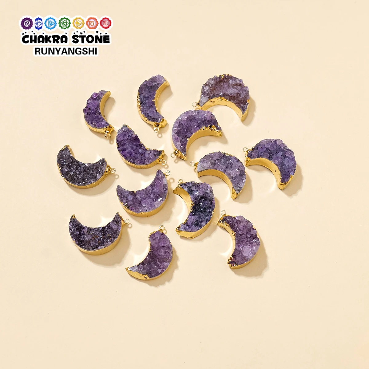 1 шт. натуральный кристалл Аметист Луна Кластер ожерелье Красочные