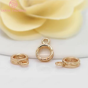 Латунные подвески с большим отверстием, покрытые 24-каратным золотом, 10 шт., 7 х10 мм, соединитель, ювелирные аксессуары высокого качества (2779)