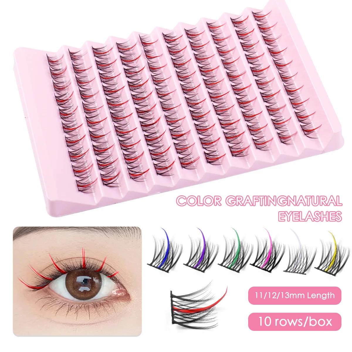 

Color Segmented Grafting False Eyelashes Natural Large Capacity Single Cluster Lashes Ultralight DIY Eyelash Extensions