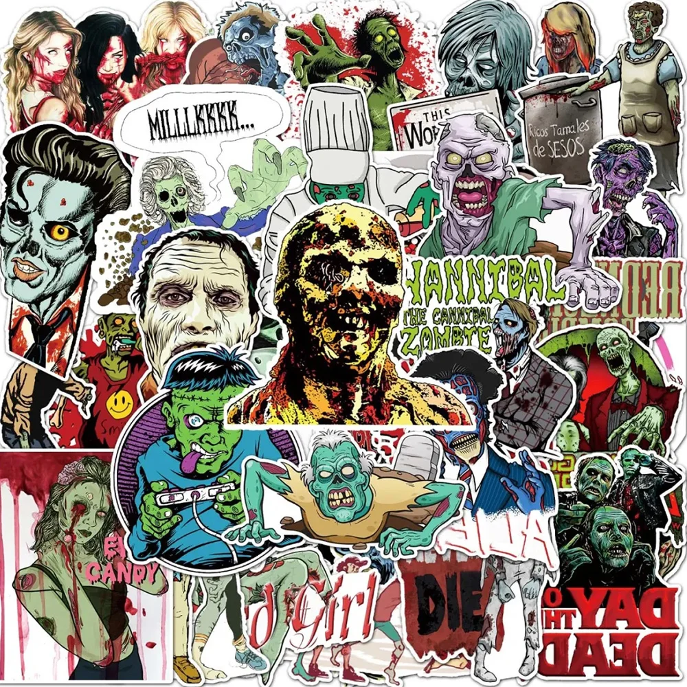 

10/30/50PCS Horror Zombie Stickers Decals DIY Skateboard Motorcycle Helmet Laptop Waterproof Graffiti Cool Stickers for Kids