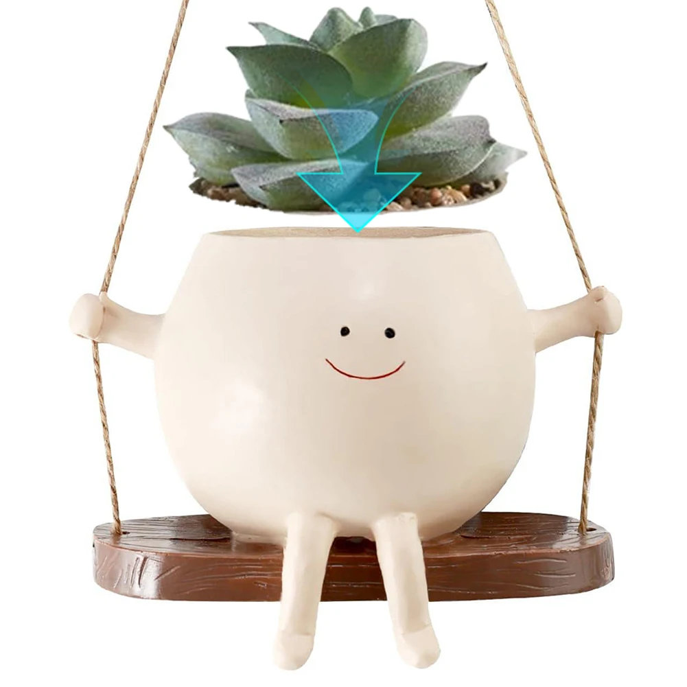 Качели сочный цветочный горшок декоративный улыбающийся для цветов милый