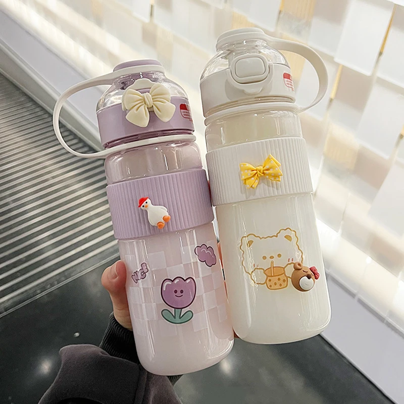 

720Ml Plastic Water Cup Female Portable Large-Capacity High Temperature Water Bottle Simple Anti-Fall Cute Cup Male