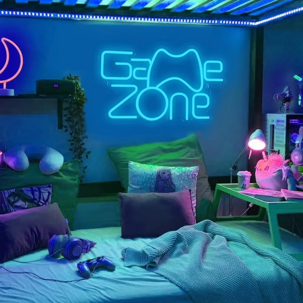 Неоновая вывеска игровая зона настенный декор для комнат мальчиков светодиодные