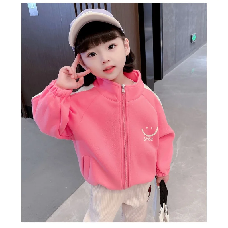 

Весенняя одежда для девочек, новинка, детская бейсбольная форма с буквами в Корейском стиле, Детская куртка в западном стиле, весна и осень с машинкой