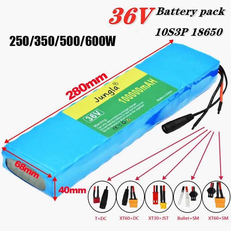 

202210s3p 36V100ah battery eBike battery pack 18650 lithium ion battery 350W 500W high power electric scooter motorcycle scooter