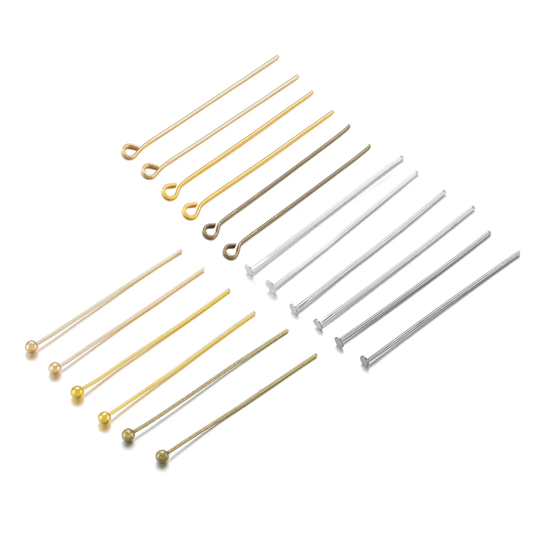 

200Pcs/Bag Heads Eye Flat Head Pin Metal Copper Ball Head Pin For Earrings Headdress Jewelry Making DIY Supplies Accessories