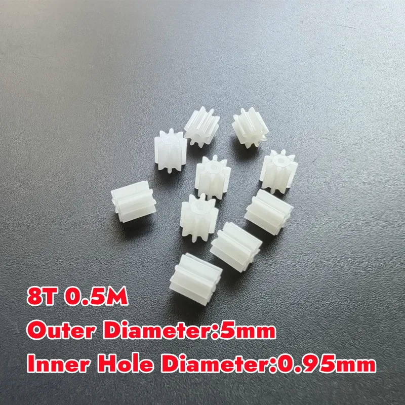 8 Teeth 0.5M Pinion Gear 80.8A 81A 81.5A 082A Toy Helical Spare Parts Model DIY Plastic Gears Hole 0.8mm-2mm 10pcs/lot