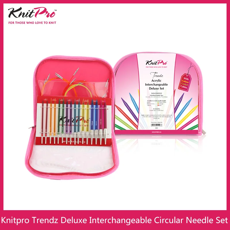 Knitpro Trendz Acrylic Interchangeable Needles Set includes 8 Pairs Needle Tips Free Shipping