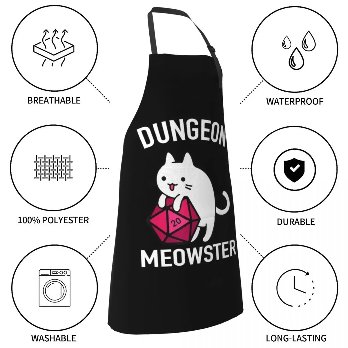 Забавный фартук Dungeon Meowster DnD Gamer Cat D20 кухонные женские платья предметы