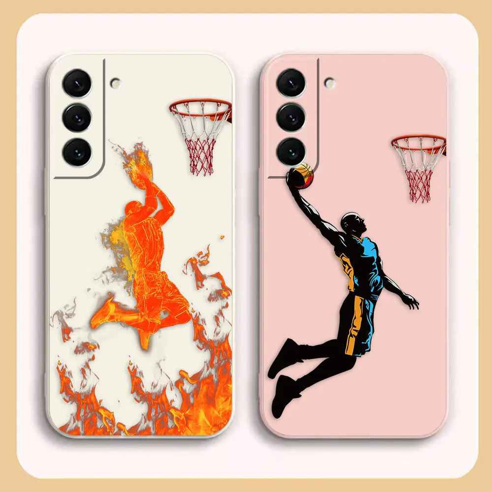 

Case For Samsung Galaxy S23 S21 S20 FE S11 S11E S10 S9 Ultra Plus 4G 5G Liquid silicone Case Basketball Dunk Aesthetics