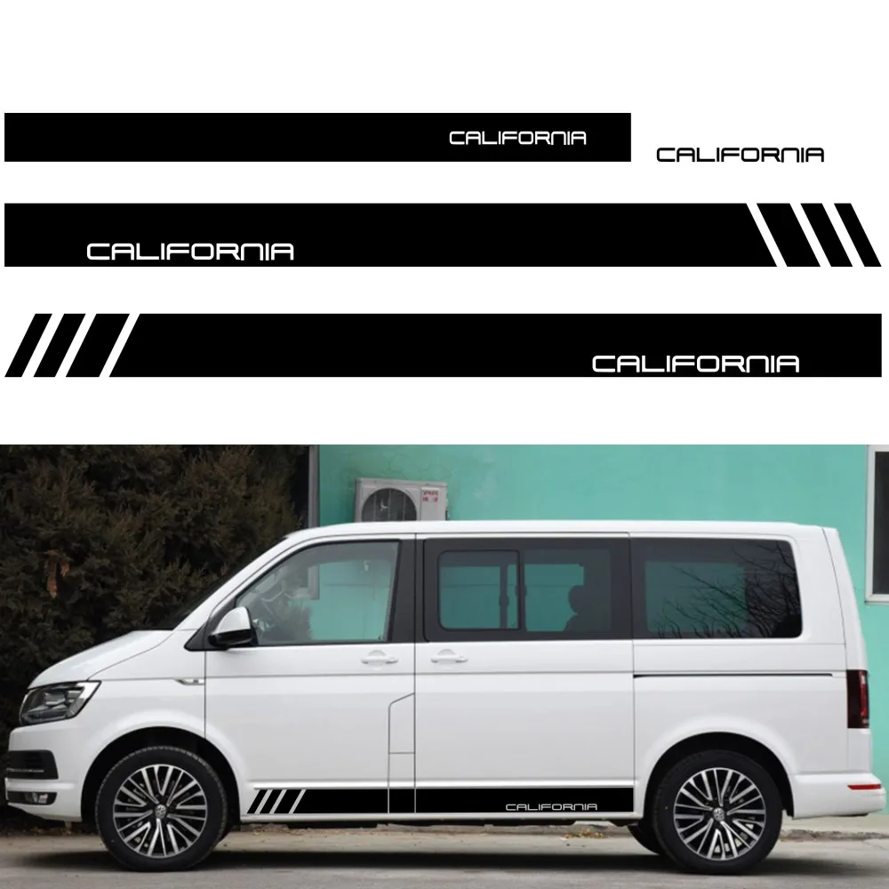 

4PCS Car Door Side Skirt Stripes Vinyl Stickers Decal For VW Multivan Transporter Caravelle T4 T5 T6 Auto Accessories