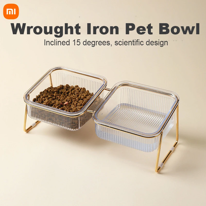 

Youpin Non-Slip Pet Bowl with Stand for Cat Food Cat Water Bowl Double Cat Bowl Pet Feeding Dog Cat Feeder Protection Cervical