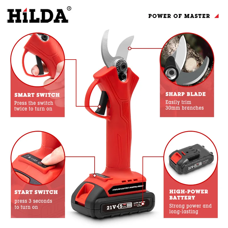 Электрические садовые ножницы Hilda беспроводной садовый инструмент для резки