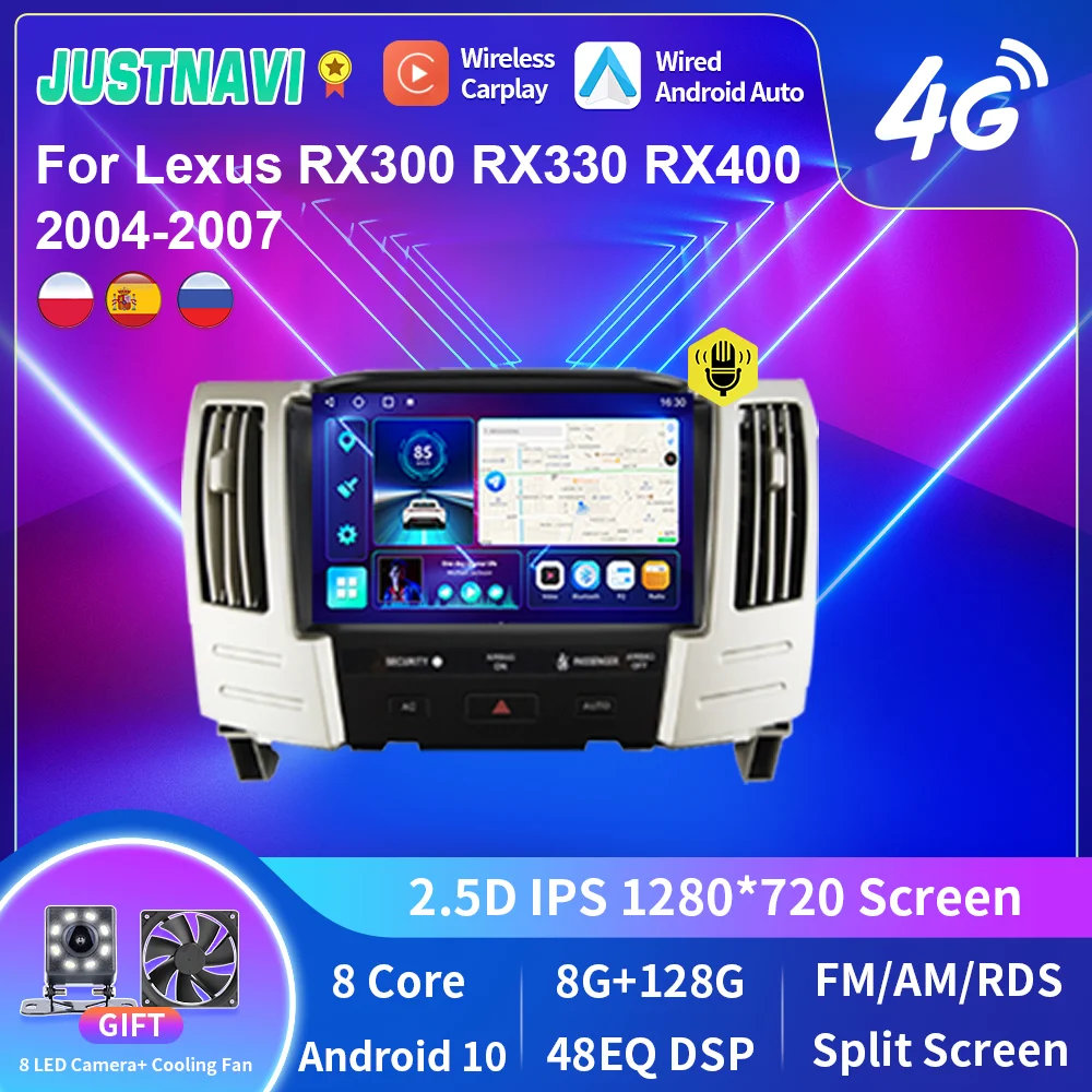 JUSTNAVI For Lexus RX300 RX330 RX400 2004-2007 Car Radio Multimedia Video Player GPS Navigation Autoradio Carplay Stereo No 2Din