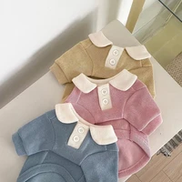 lapel pet polo shirt summer thin teddy t shirt soft bichon sweater solid color puppy pretty bottoming shirt fashion clothes
