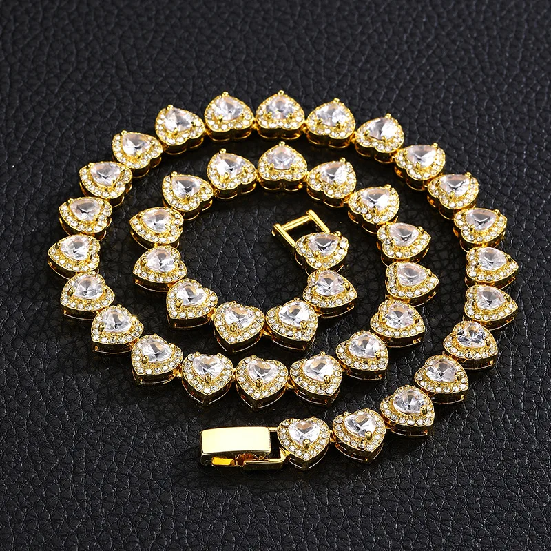 

Hip Hop Miami Curb Cuban Chain Necklace Women Steampunk Men Gothic Iced Out Rhinestones Zircon CZ Bling Rapper Jewelry