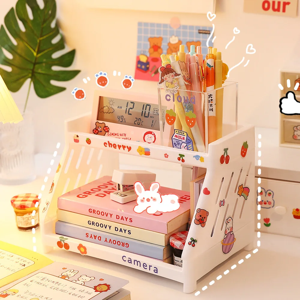 

Korea Ins 2 Layer Storage Rack Desk Kawaii Ins Style Desktop Shelf Cosmetic Makeup Organizer Rack Sundries Cute Storage Rack