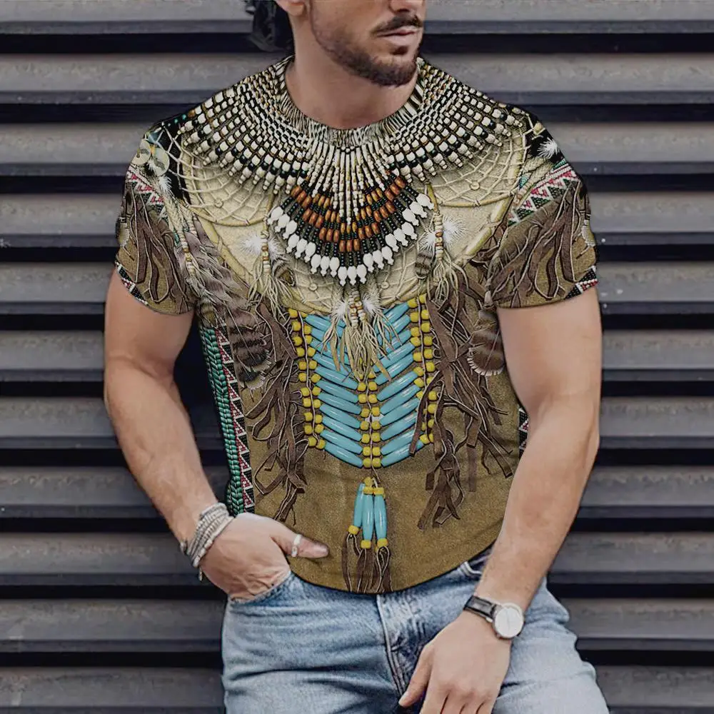 

Футболка мужская оверсайз в стиле ретро, модная рубашка с короткими рукавами и принтом в этническом стиле, в стиле Харадзюку, лето 2022