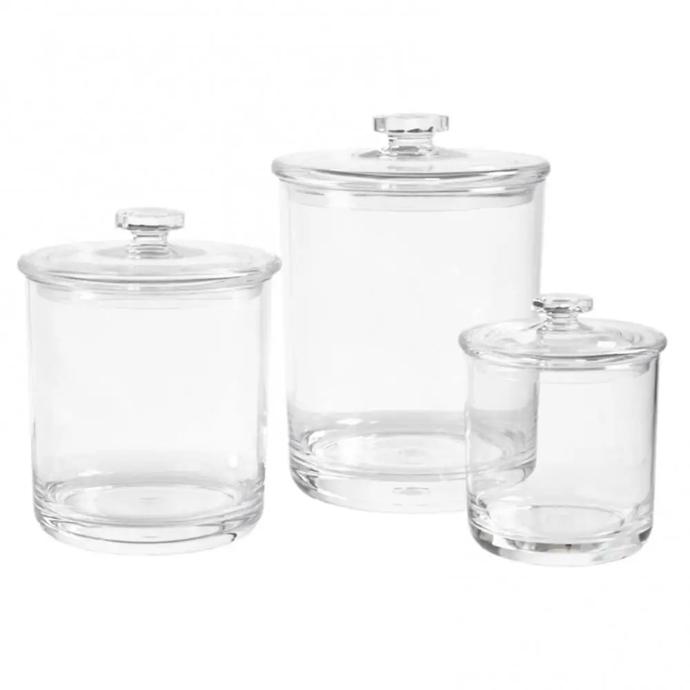 

Transparent Storage Storage Container 3Pcs Acrylic Bathroom Swab Toothpick Holder Box Container