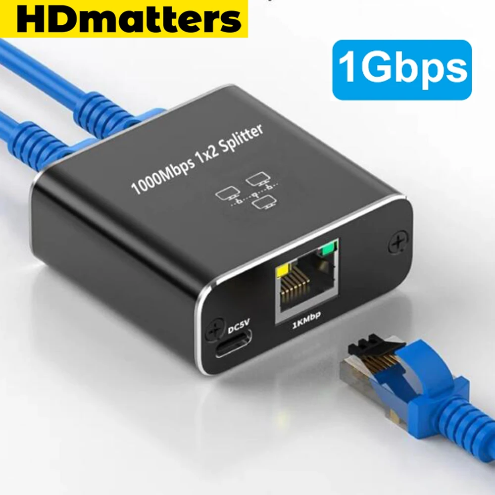 

Разветвитель RJ45 гигабитный, 1000 Мбит/с, 1X2
