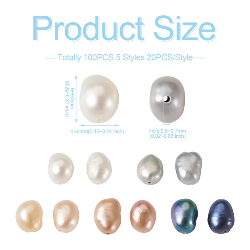 100Pcs Natural Cultured Freshwater Pearl Beads Rice Shape Loose Beads for Necklace Bracelet Charm Jewelry Making DIY Accessories