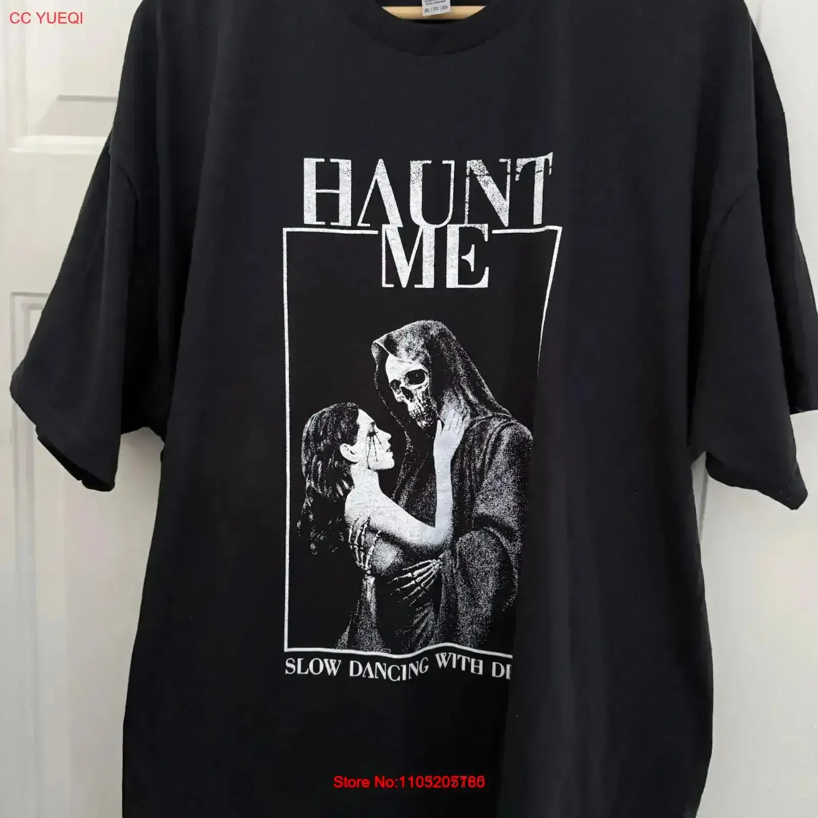 Фото Мужская футболка Haunt Me Darkwave Slow Dancing with Death, размер 2XL, редкая, предварительно собственная, винтажная, смытая, слегка универсальная, винтажная №1