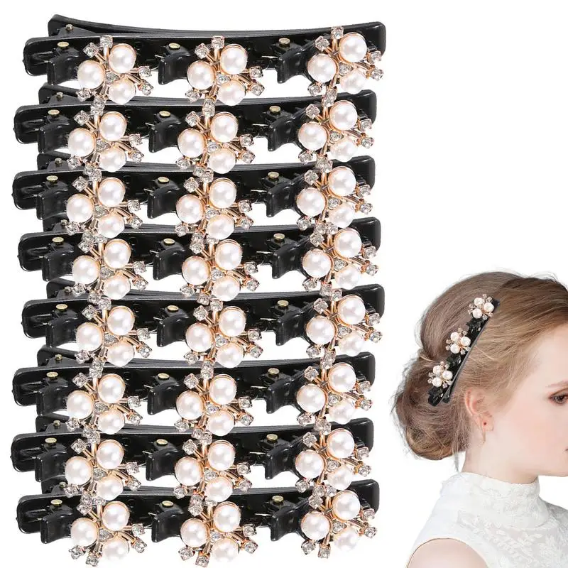 

Sparkling Crystal Braid Clip Sweet Stone Braided Hair Clips 8pcs Crystal Stone Braided Hair Clips Hairpin Headwear Bangs Side