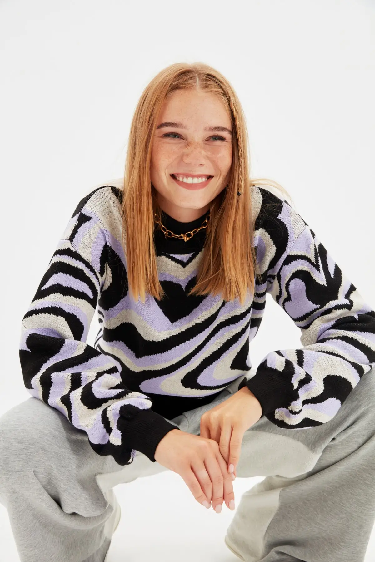 

Black Bicycle Neck Knitwear Sweatshirt Christmas gift