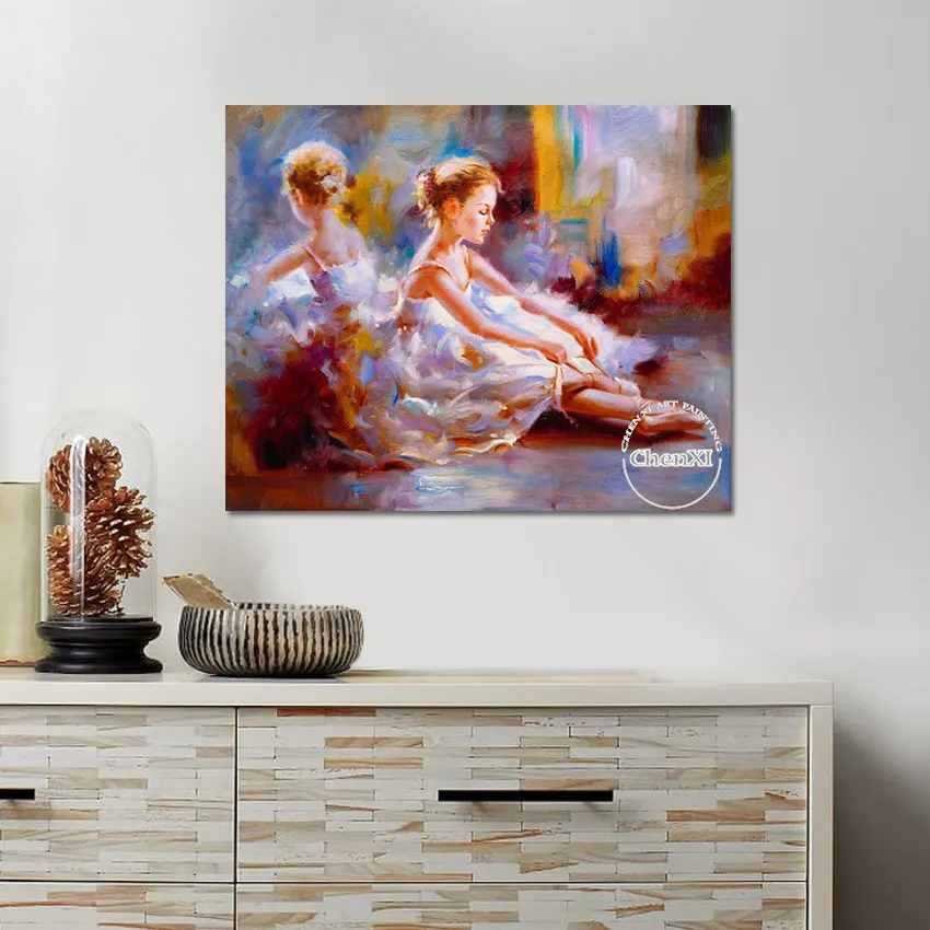 

Hand Painted Girl Dancing Ballet Portrait Picture Oil Painting Canvas Wall Decor Abstract Modern Bedroom Wall Decor Artwork