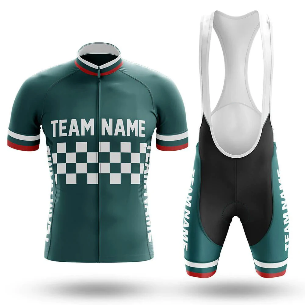 

2022 Custom Team Name M7 Green- Men's Cycling Jersey And Bib Shorts Suit