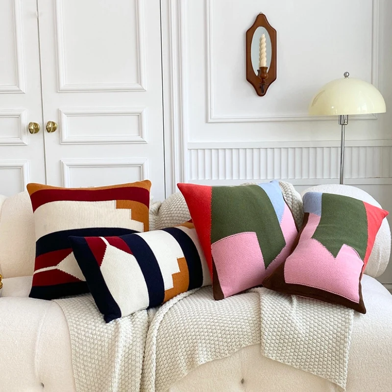 

Coziness Comfort Knitting Cushion Cover Couch Outdoor Decorative Pillow Case Modern Colorful Bohemia Sofa Chair Coussin
