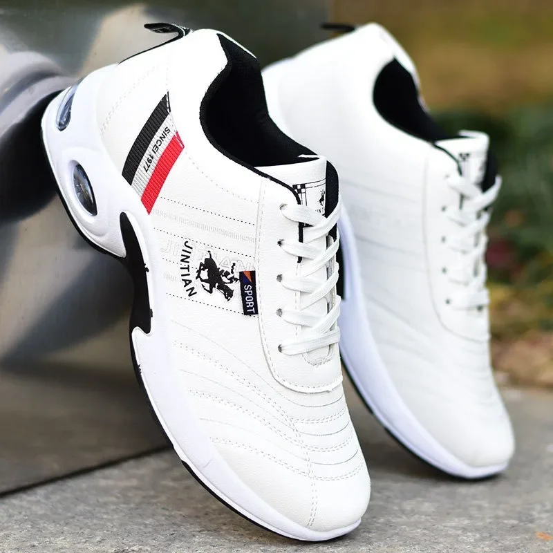 

Spring Men Shoes PU Leather Shoes Casual Sneakers Men's Summer Breathable Mesh Sport Tennis Shoes White Vulcanized Shoes for Men