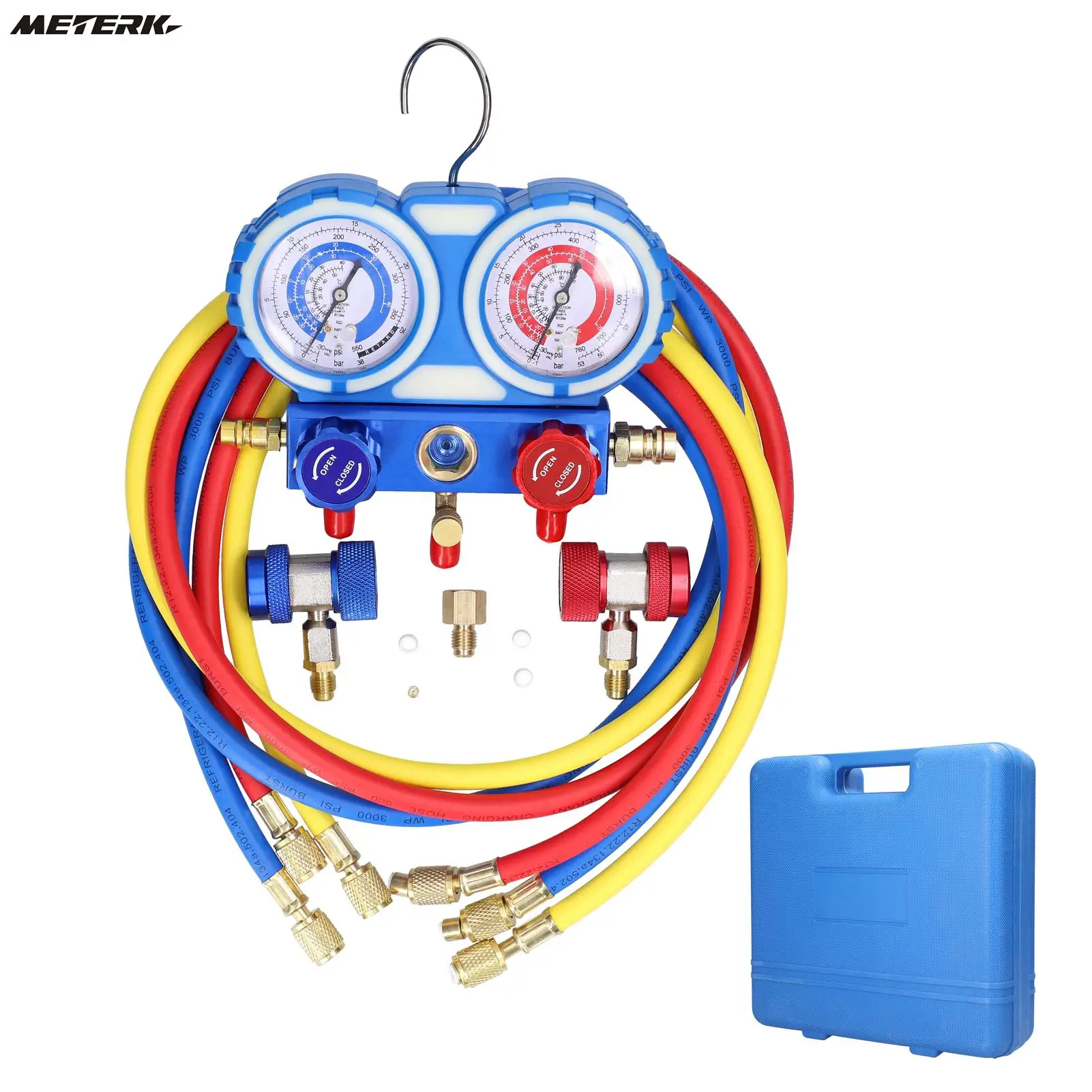 

Двойное быстрое оборудование для охлаждения воздуха, инструмент для измерения давления, латунное соединение для трубопровода R134A R410A R22 R404A