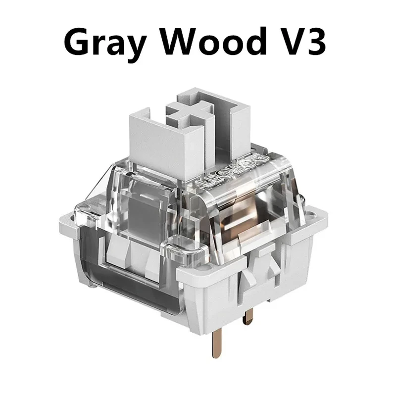 Фото Переключатель LEOBOG GreyWood V3, линейные серые переключатели для пользовательской механической клавиатуры, 3-контактная игровая клавиатура «сделай сам», MX RGB, переключатель с возможностью горячей замены №1
